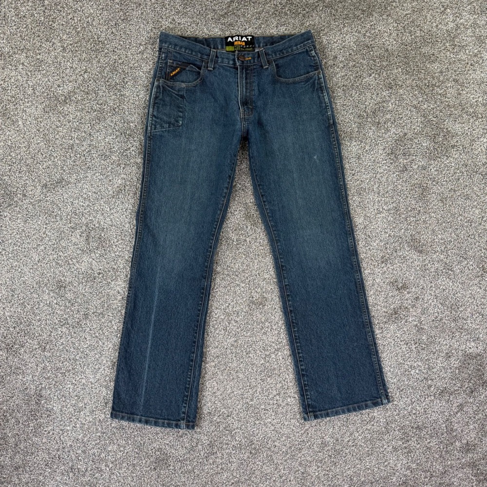 Ariat Rebar M5 Slim Straight Jeans Mens 32x32 Dark Wash Western Work Denim Pants
